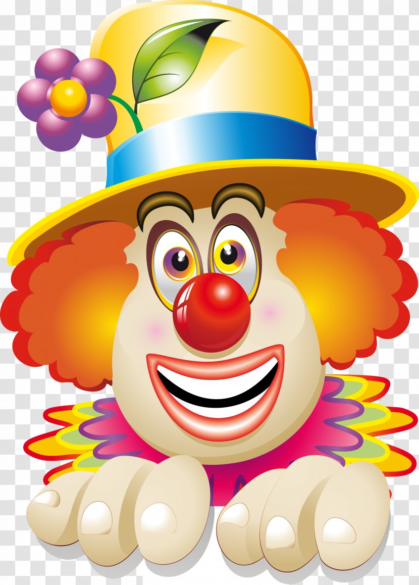 Clown Circus Face Clip Art - Yellow - Vector Happy Transparent PNG