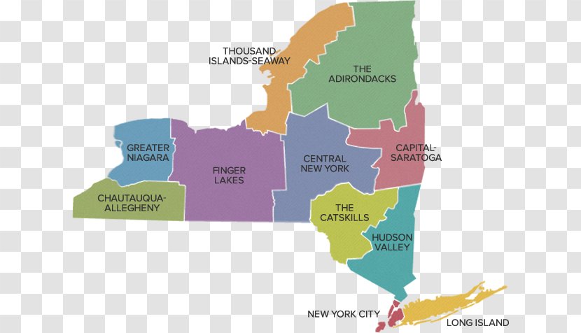 New York City Upstate Central Region Finger Lakes Adirondack - Map Transparent PNG