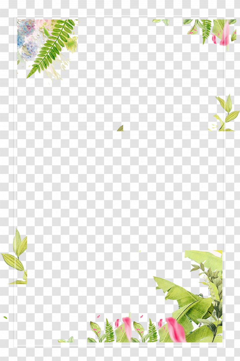 Border Computer File - Flora - Green Hand-painted Transparent PNG