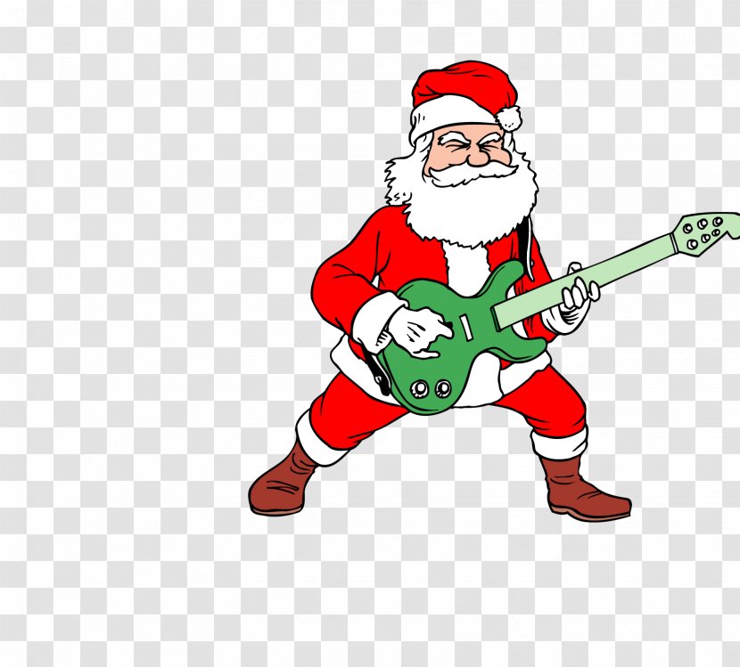 Jingle Bell Rock Bells Merry Christmas Wherever You Are Album - Cartoon - Guitar Santa Claus Vector Transparent PNG