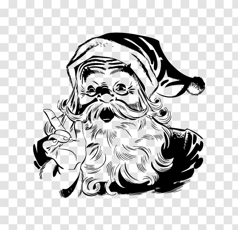 Santa Claus Black And White Christmas Clip Art Transparent PNG
