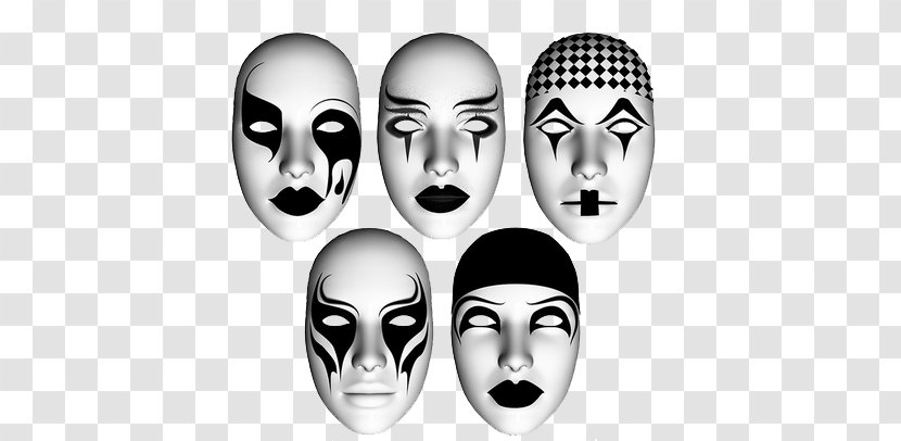 Mask Black And White - Woman - Horror Transparent PNG