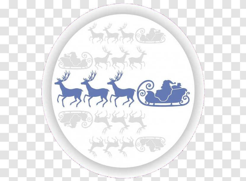 Reindeer Santa Claus Silhouette Christmas - Blue - Tame,deer Transparent PNG