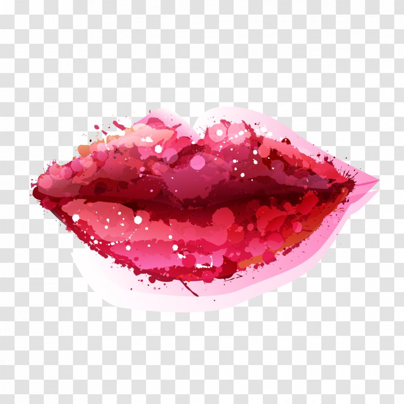 Watercolor Painting Lip Clip Art - Royaltyfree - Vector Shining Lips Trend Transparent PNG