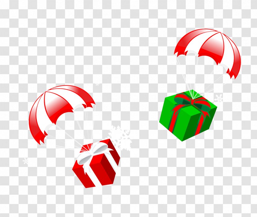 Santa Claus Gift Christmas Parachute - Box - With A Transparent PNG