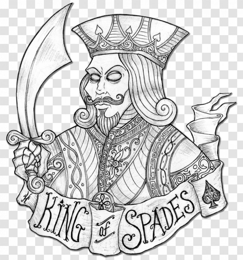 Visual Arts Line Art Character Clip - Head - King Of Spades Transparent PNG