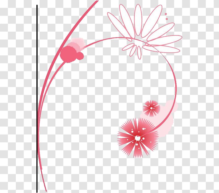 Pink Illustration - Flowers - With Map Transparent PNG