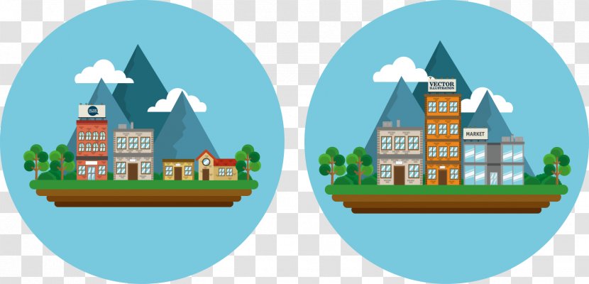 Cartoon Flat Design Building Illustration Transparent PNG