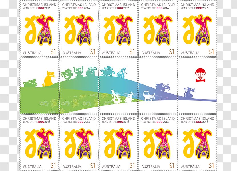 2018 Chinese New Year Of The Earth Dog Festival Zodiac 0 Postage Stamps - Designer - Year's Comes To Pay Call! Transparent PNG
