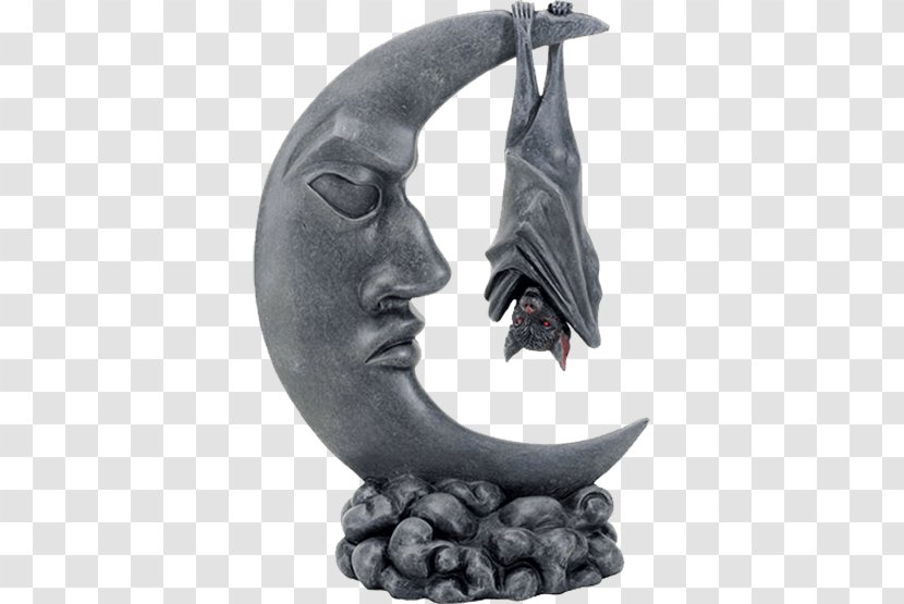 Statue Figurine Gothic Architecture Sculpture Vampire Bat - Black And White - Steampunk Moon Transparent PNG