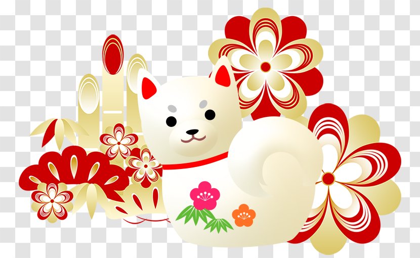New Year Card Dog Floral Design Product Earthly Branches Transparent PNG