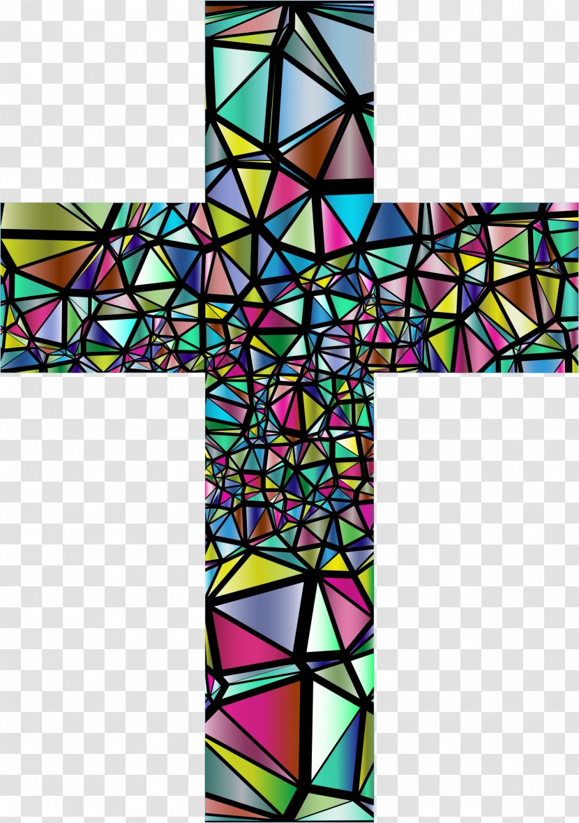 Stained Glass Window Christian Cross Clip Art - Stain - Lower Third Transparent PNG