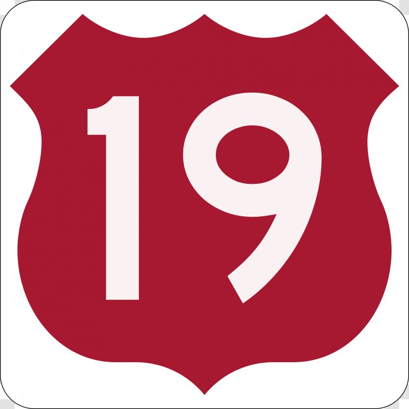 U.S. Route 19 In Florida Memphis Tarpon Springs Highway - Symbol - Red Numbers Transparent PNG
