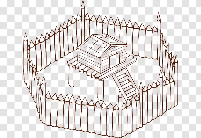 Fortification Clip Art - Black And White - Fence Cartoon Transparent PNG