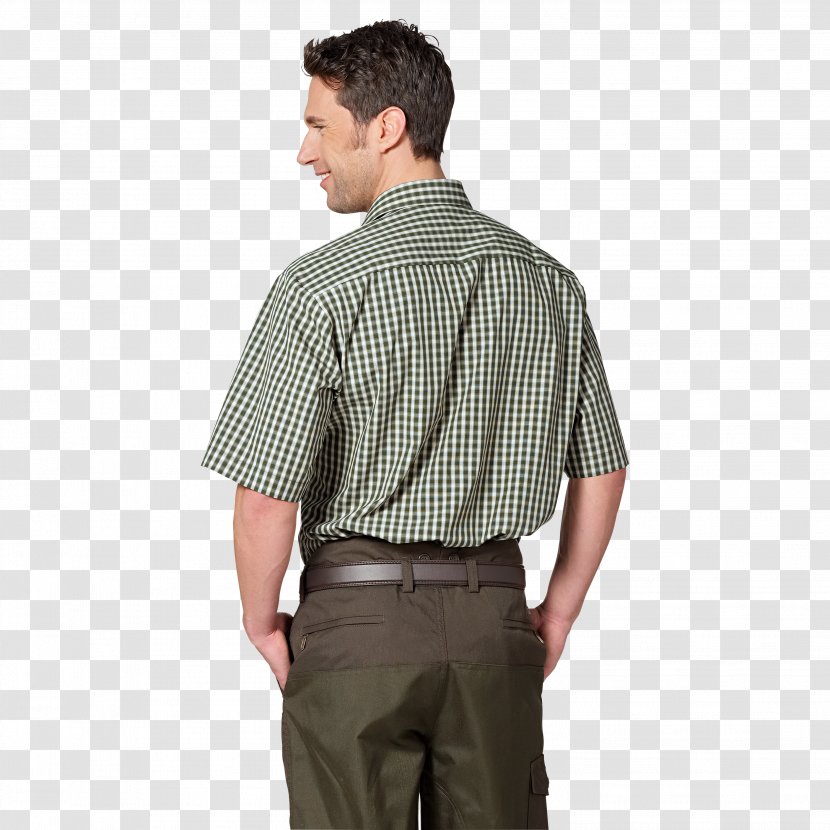 Dress Shirt Tartan Shoulder Sleeve Collar - A Short Sleeved Transparent PNG