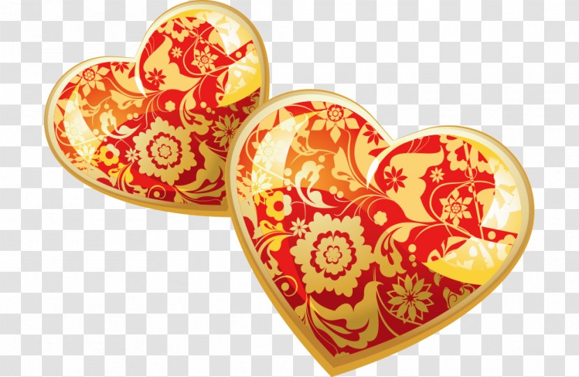 Euclidean Vector Heart Shape - Gold Heart-shaped Pattern Transparent PNG