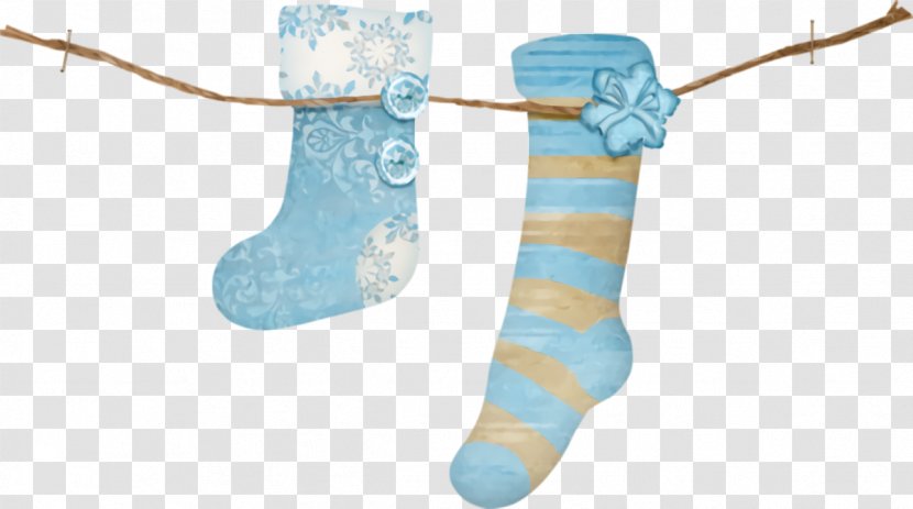 Christmas Stocking Socks - Turquoise - Sock Transparent PNG