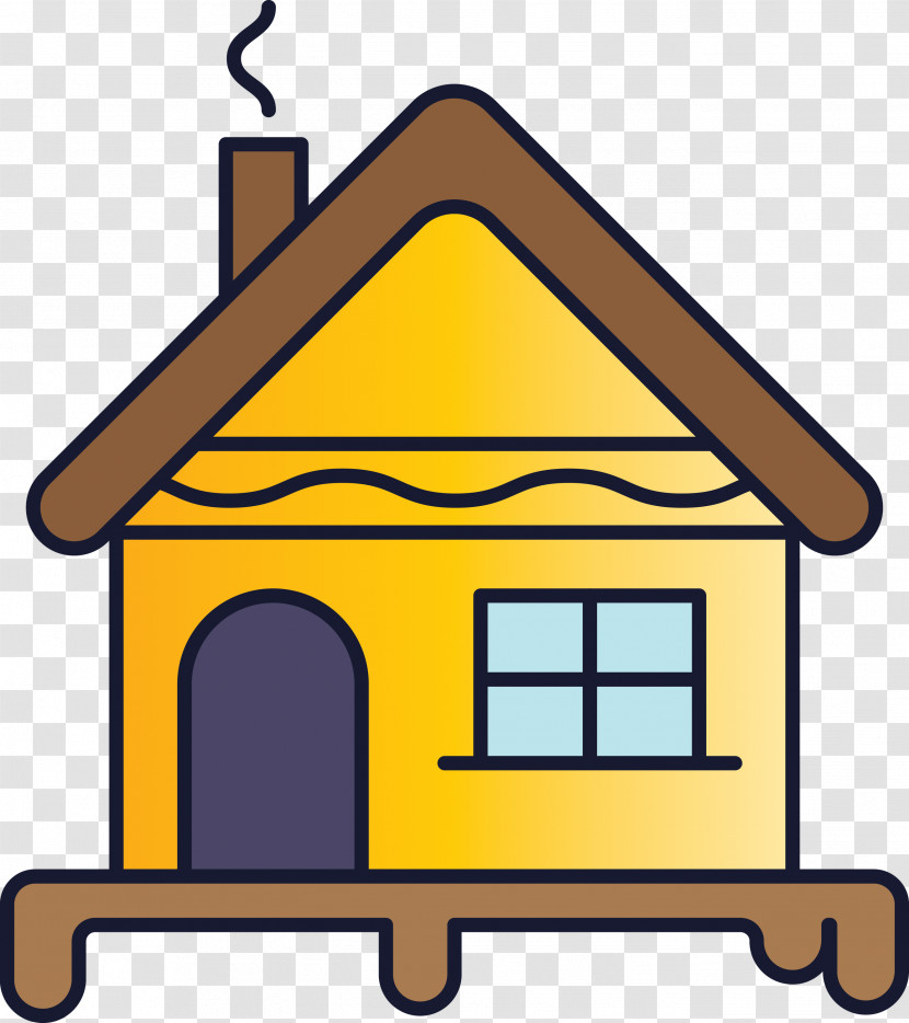 Yellow Home House Roof Line Transparent PNG