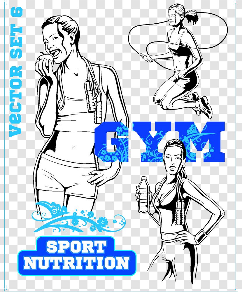 Fitness Centre Euclidean Vector Photography Illustration - Logo - Skipping Drinking Women Transparent PNG
