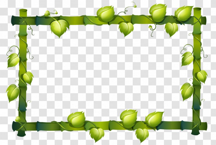 Vine Plant Clip Art - Green - Leaves Frame Transparent PNG