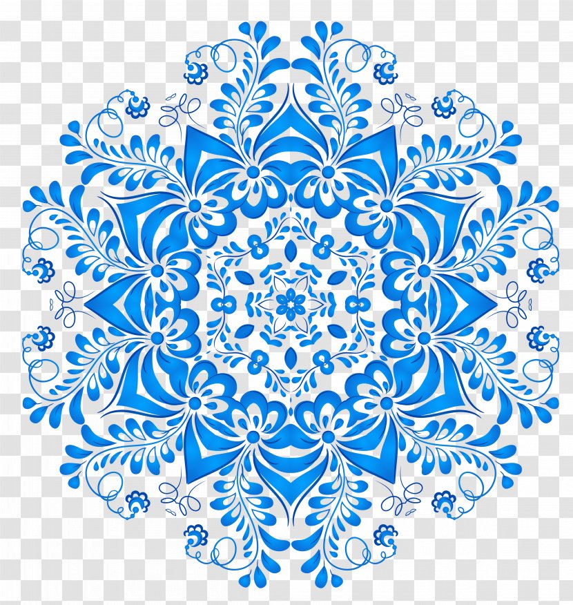 Ornament Clip Art - Silhouette - Blue Floral Transparent PNG