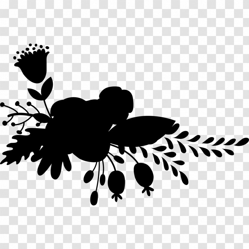 Tree Branch Silhouette - Monarch Butterfly - Flower Stencil Transparent PNG