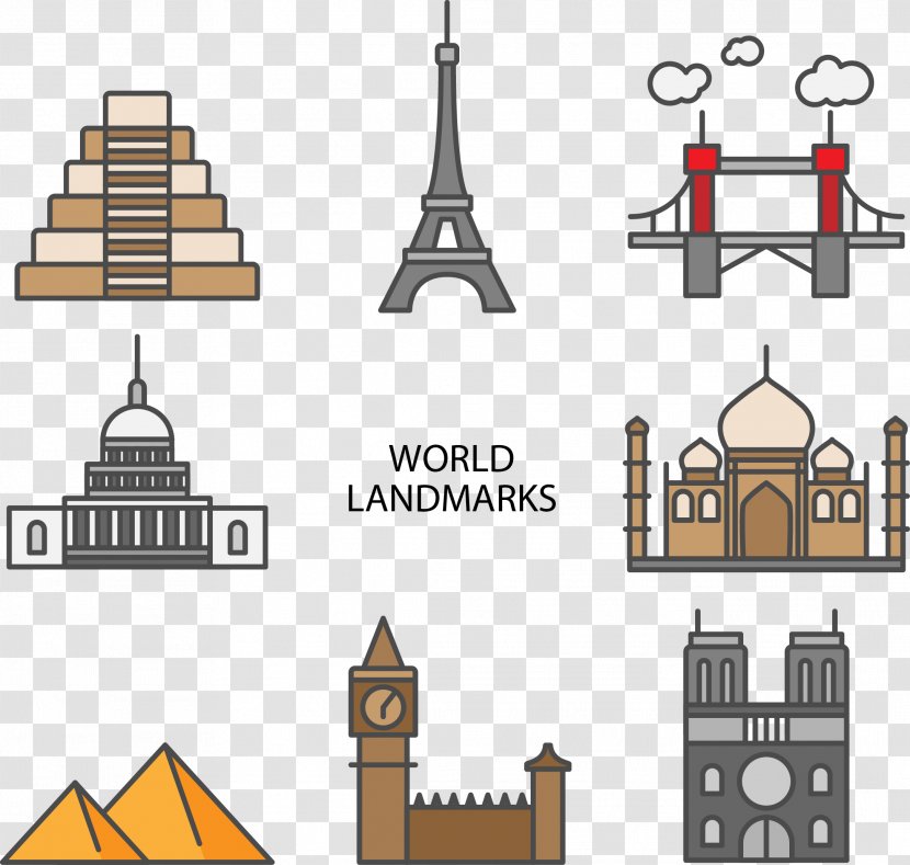 Eiffel Tower Landmark Drawing - Vector Hand-painted City Landmarks Transparent PNG