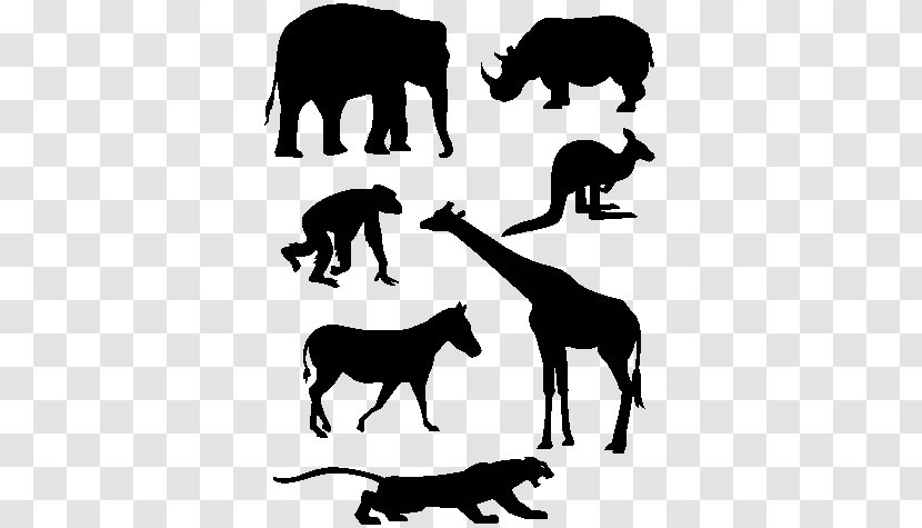 African Elephant Stencil Silhouette Animal - Mustang Horse Transparent PNG