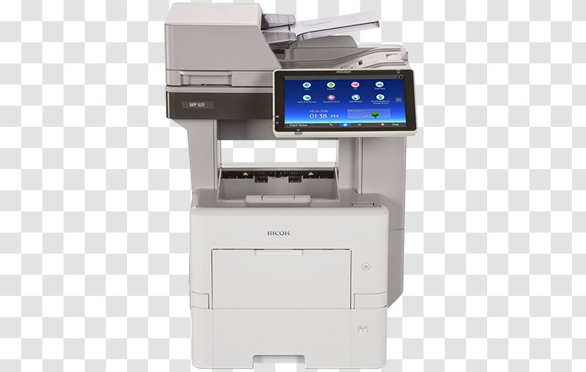 Multi-function Printer Ricoh MP 501SPF All-in-One Monochrome Laser Printing - Touchscreen Transparent PNG