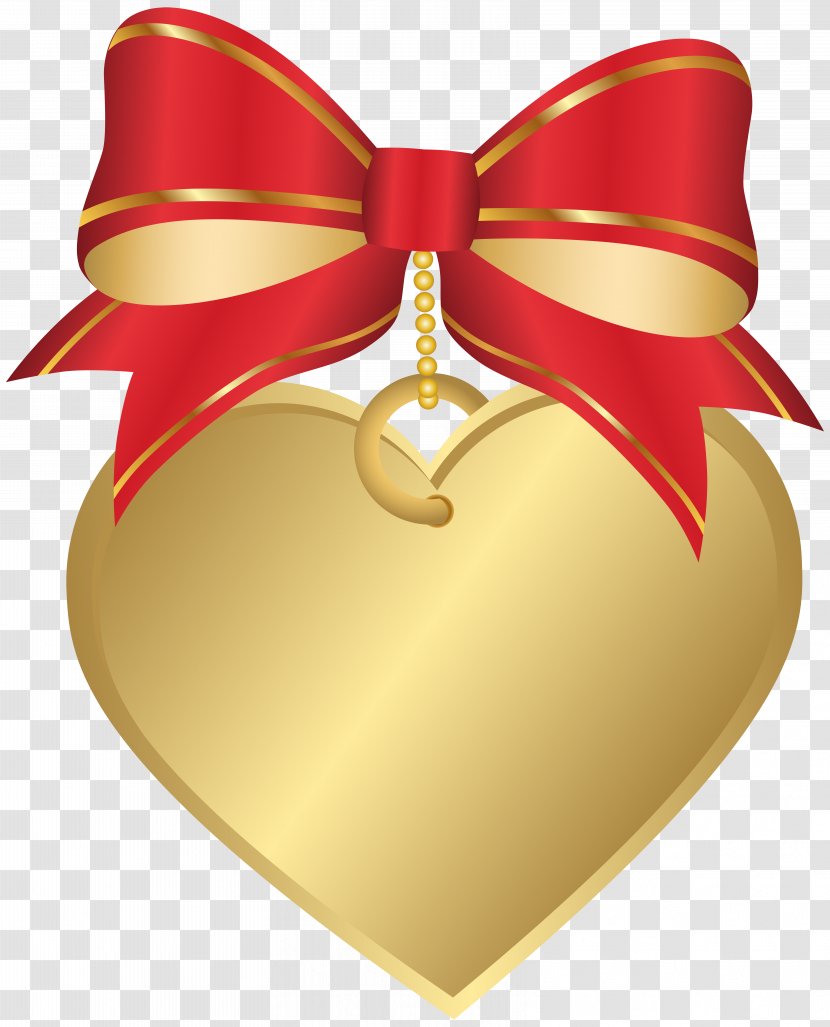 Heart Red Clip Art - Image Resolution - Gold With Bow Transparent Transparent PNG