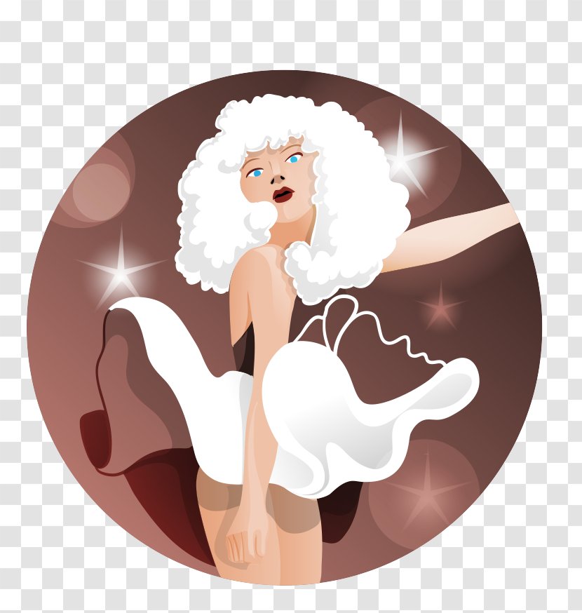 Disco Dance Drawing Illustration - Cartoon - Painted White Hair Woman Dancing Transparent PNG