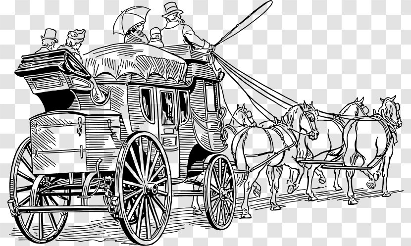 American Frontier Stagecoach Drawing Clip Art - Motor Vehicle - Horse Drawn Transparent PNG