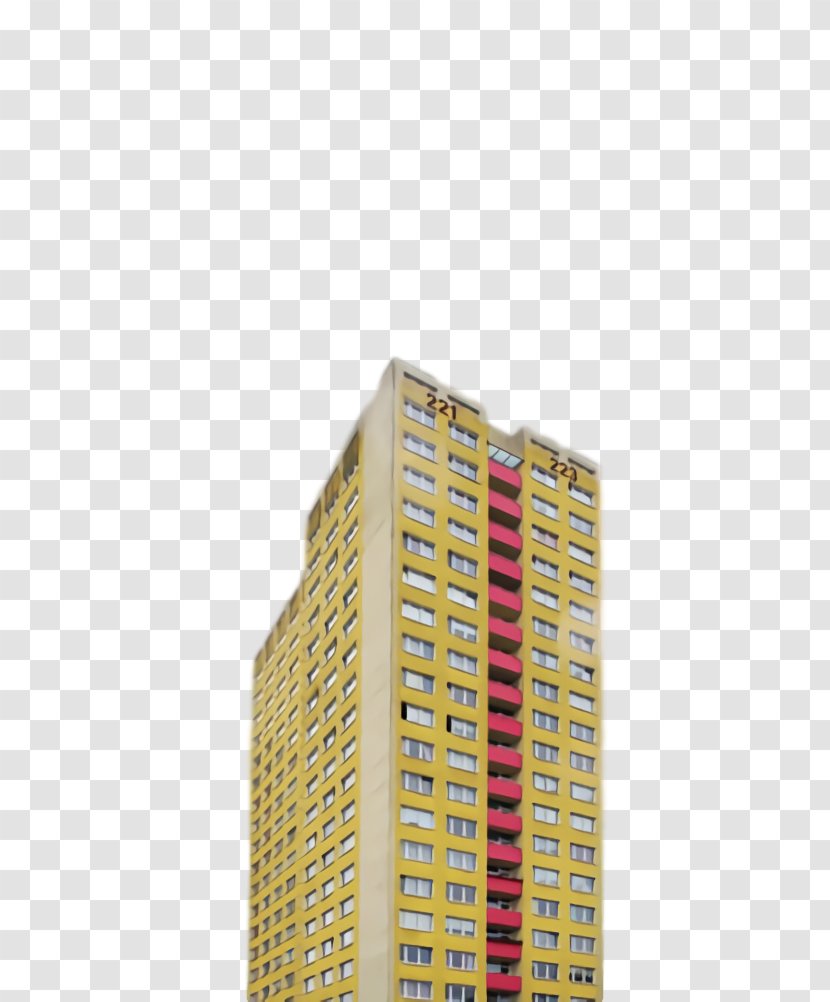 Yellow Tower Block Skyscraper Condominium Architecture - City - Beige Rectangle Transparent PNG
