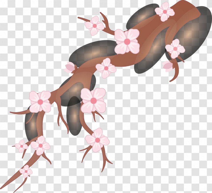 Cherry Blossom Branch - Flower - Tree Branches Hand Painted Transparent PNG