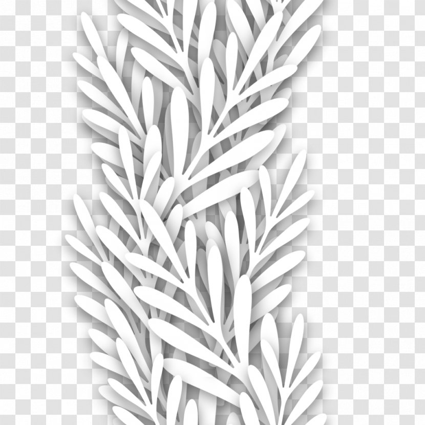 White Leaf Line Art Transparent PNG