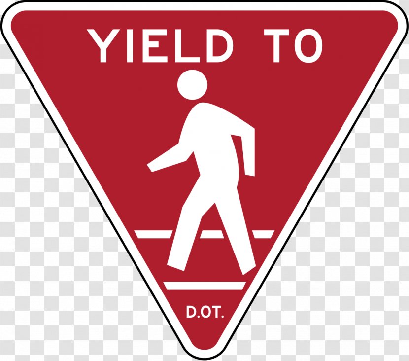 Yield Sign Traffic Pedestrian Crossing - Area Transparent PNG