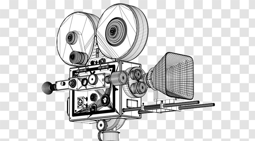 Movie Camera Photographic Film Drawing - Black And White Transparent PNG