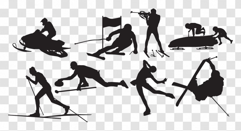Winter Olympic Games Silhouette Sport Skiing - Snowboarding - Sports Transparent PNG