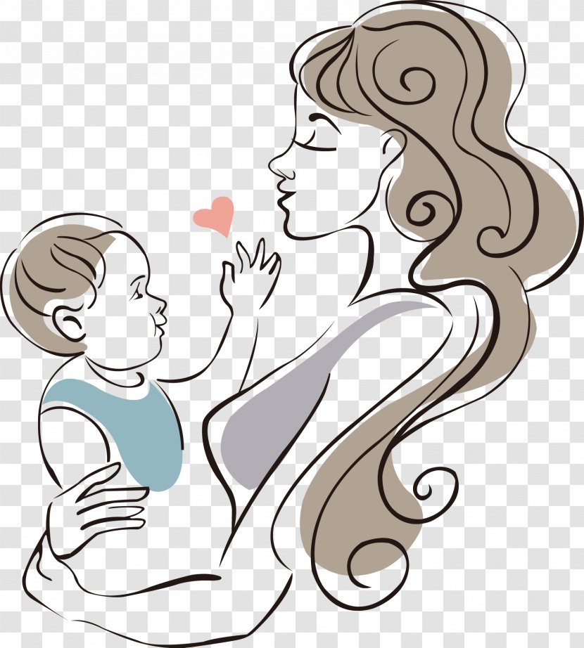 Mother Drawing Infant Child - Silhouette - And Baby Transparent PNG