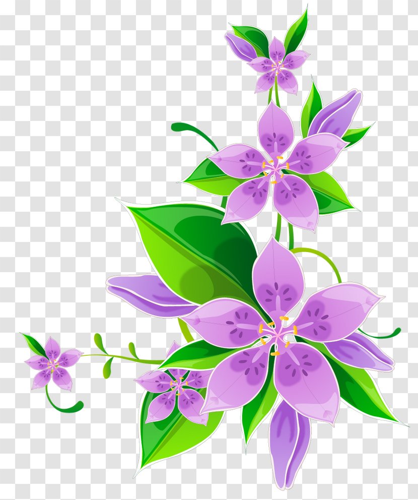 Blue Flower Borders And Frames - Purple - Wildflower Pedicel Transparent PNG