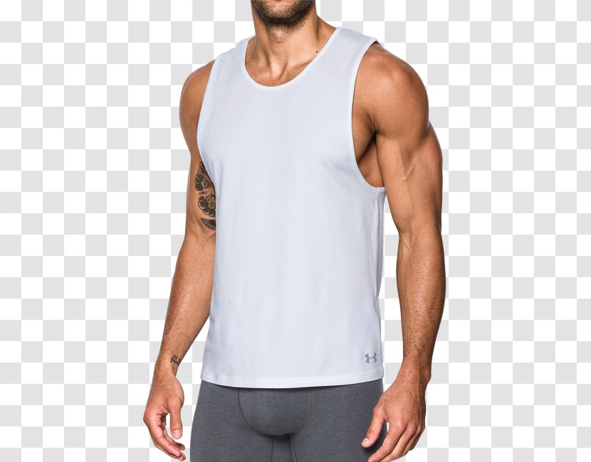 T-shirt Undershirt Sleeveless Shirt Under Armour Top - Silhouette Transparent PNG
