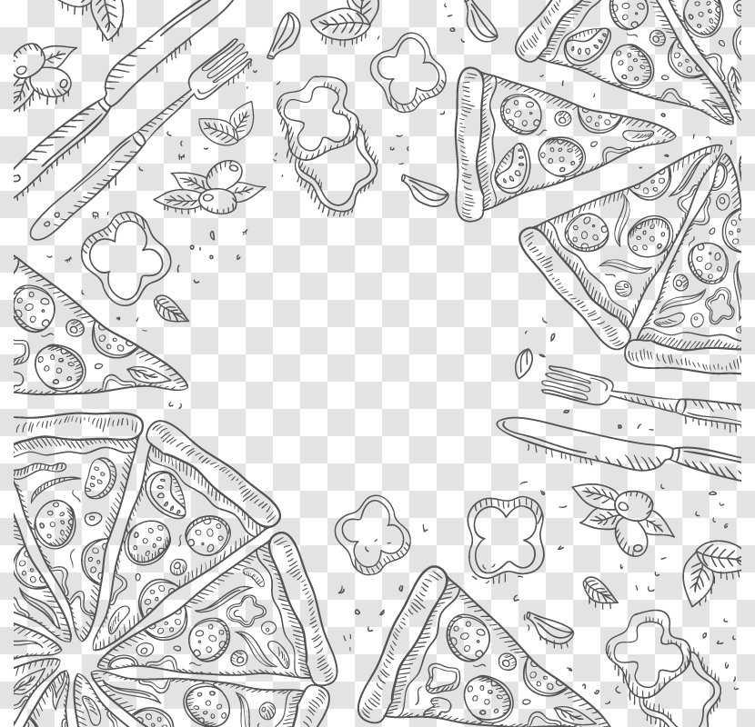 Hamburger Pizza Italian Cuisine Pasta Fast Food - Artwork - Vector Background Transparent PNG