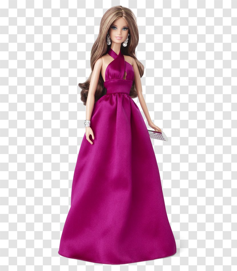 Barbie Doll Dress Red Carpet Gown - Magenta Transparent PNG