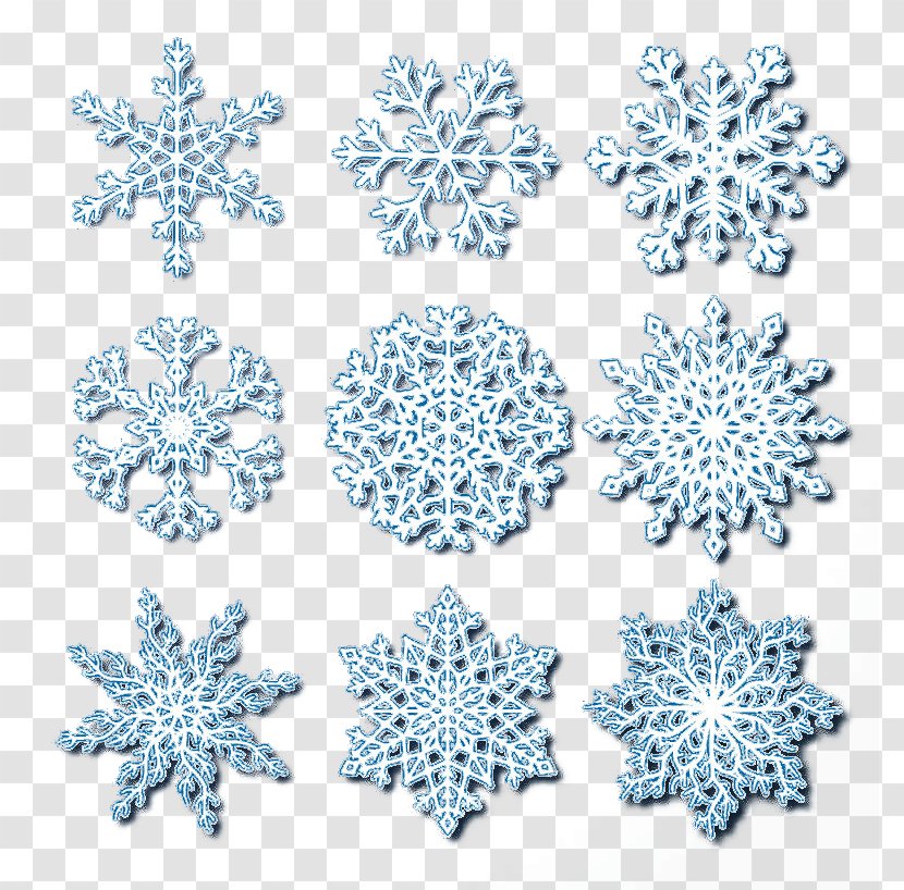 Snowflake - 9 Exquisite Pattern Vector Snowflakes Transparent PNG