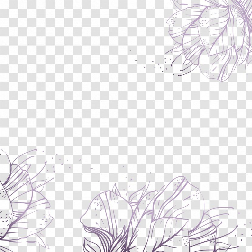Flower Violet Drawing Icon - Monochrome Photography - Fantasy Flowers Transparent PNG