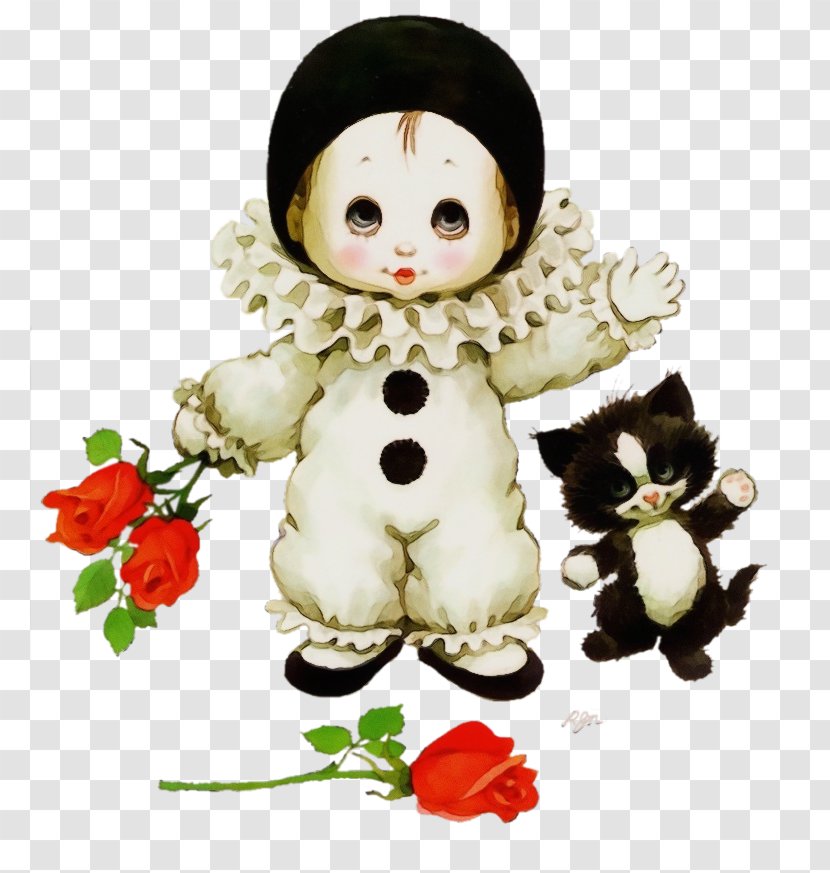 Pierrot Evil Clown Harlequin Drawing - Snowman - Stuffed Toy Doll Transparent PNG