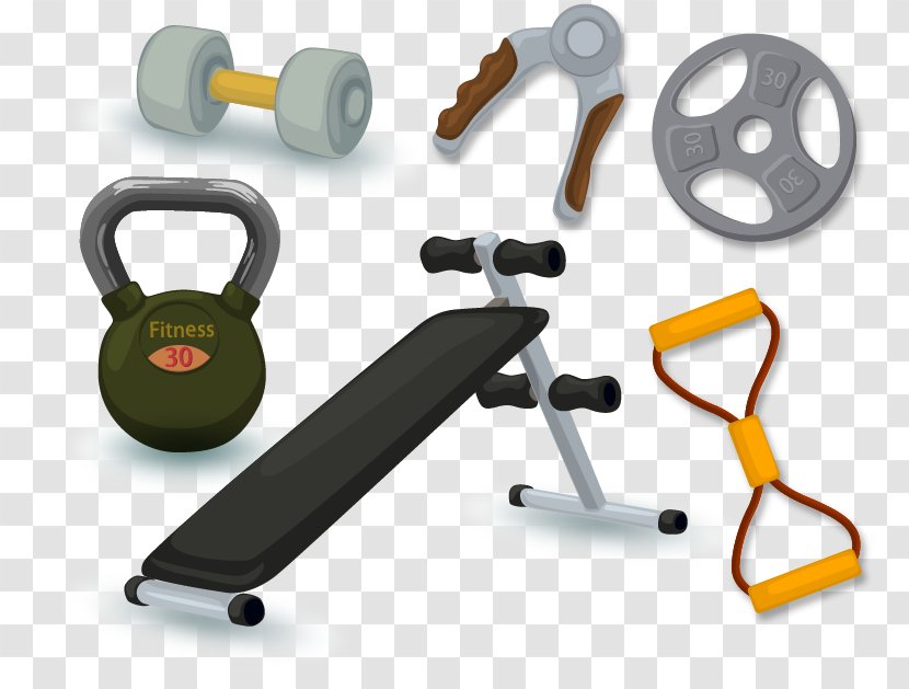 Bodybuilding Cartoon - Exercise Equipment - Sports Vector Material Barbell Transparent PNG