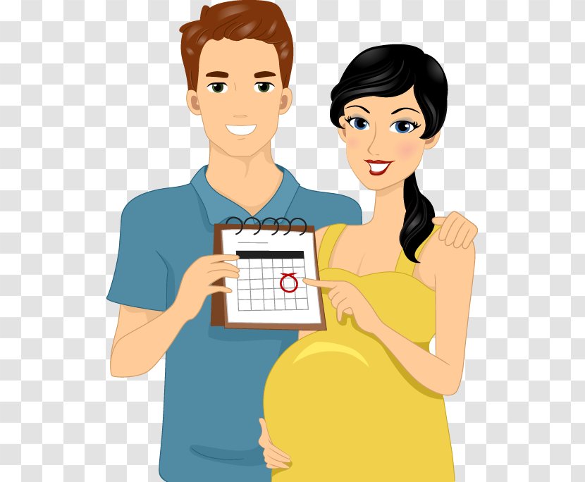 Pregnancy Couple Royalty-free Clip Art - Silhouette - Cartoon Pregnant Woman Loving Pattern Transparent PNG