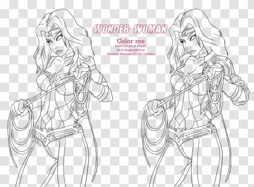 Wonder Woman Drawing Character Line Art Sketch - Silhouette - Color Transparent PNG