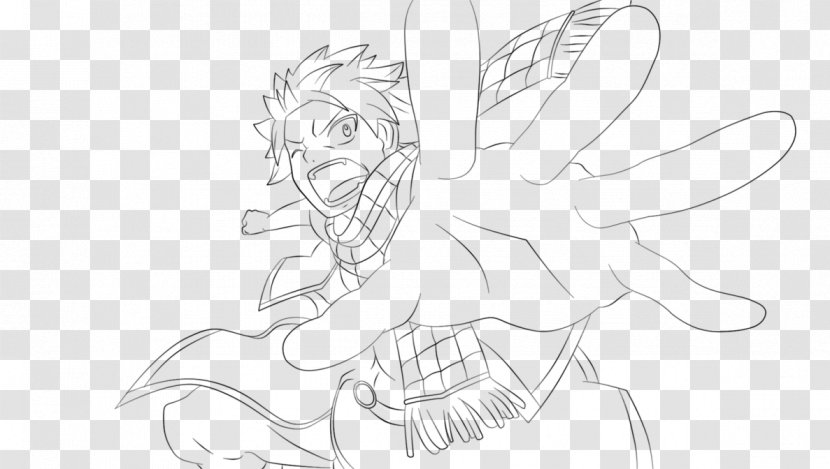 Natsu Dragneel Happy Line Art Fairy Tail Sketch - Tree Transparent PNG